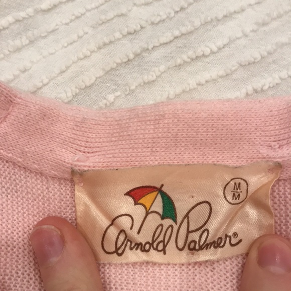 Vintage Arnold Palmer baby pink Cardigan💕 size M - Picture 5 of 5